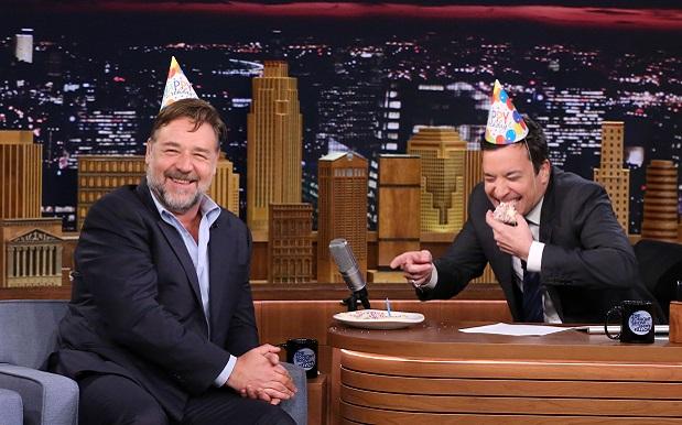 WATCH: Jimmy Fallon Feeds Russell Crowe Fairy Bread For His Birthday