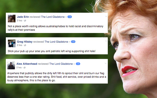 Hanson Supporters Spam Sydney Pub With 1* Reviews For ‘F*CK Pauline’ Event