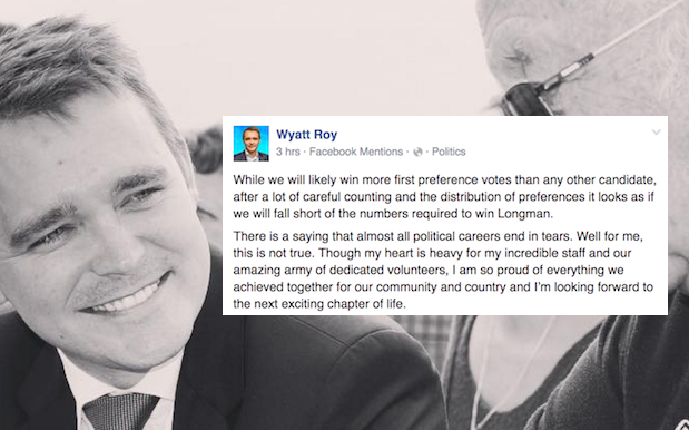 Youngest MP Ever Wyatt Roy Concedes Defeat Via FB, Signs Off With Emoji