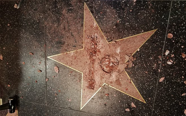 Some Savage Took A Sledgehammer To Trump’s Hollywood Walk Of Fame Star