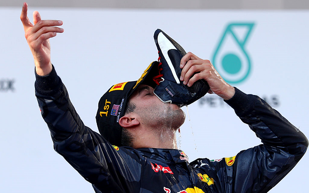 WATCH: Daniel Ricciardo Slams & Serves Podium Shoeys After Grand Prix Win