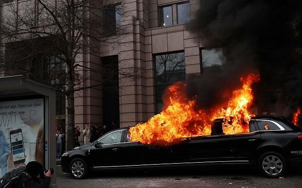 Limo Set On Fire, Dozens Arrested As Trump Protests Turn Violent In D.C.