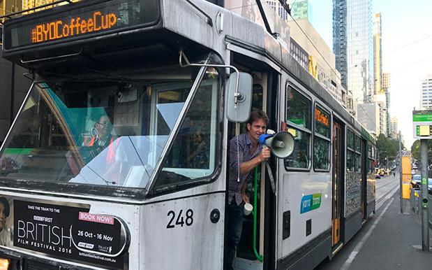 The Chaser’s Craig Reucassel Packed A Melbourne Tram Full Of Coffee Cups