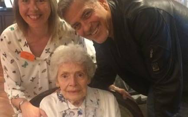 George Clooney Surprises 87 Y.O. Fan With Flowers & A Card For Her Birthday