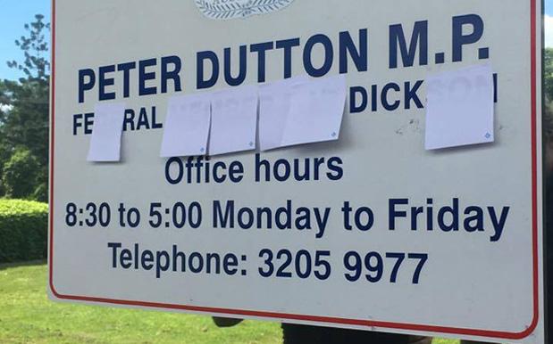 QLD Students Do Rude Edits To Peter Dutton’s Sign In Asylum Seeker Protest