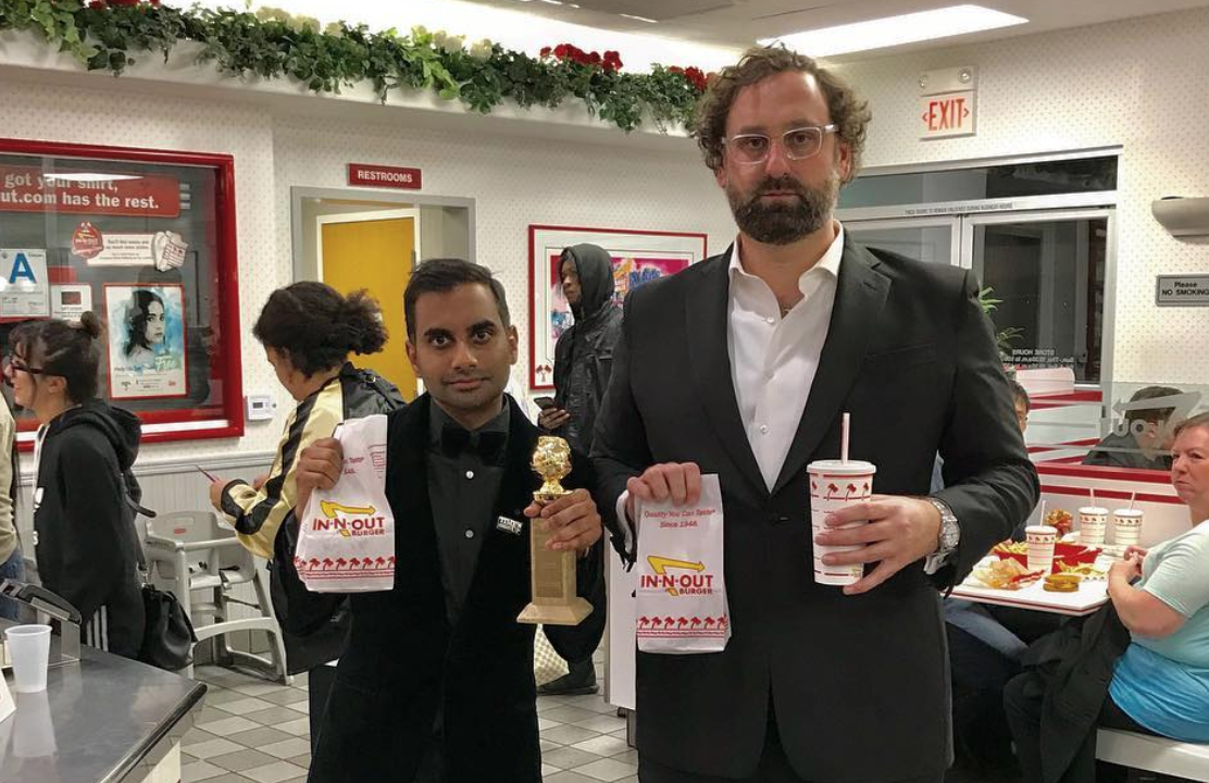 Aziz Ansari Smashed An In-N-Out Burger After Making Golden Globes History