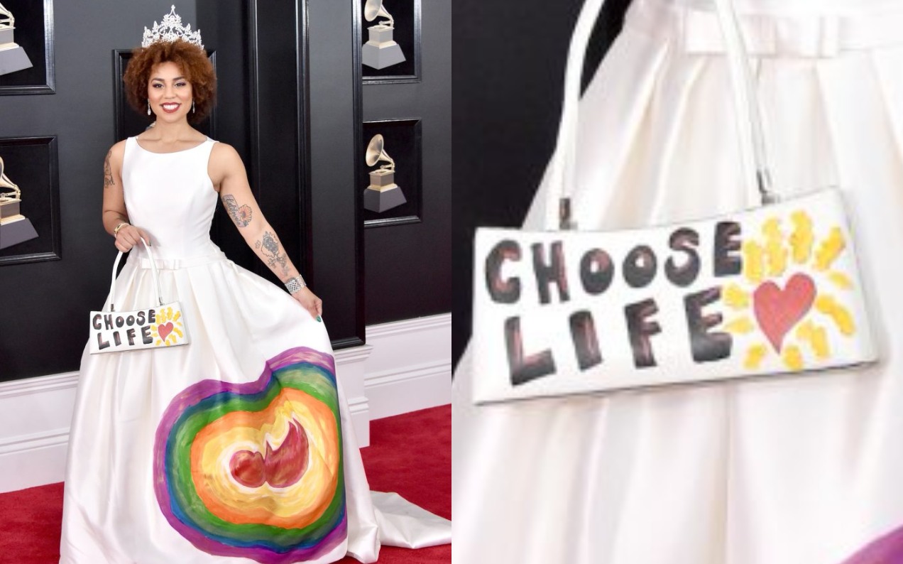 Pro-Trump Singer Joy Villa Wore An Anti-Abortion Dress To The Grammys & Hmm