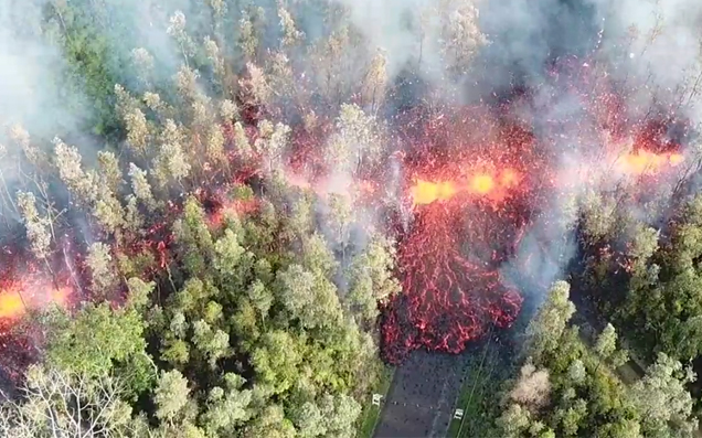 Insane Footage Shows Lava Spewing Into Street After Hawaii Volcano Eruption