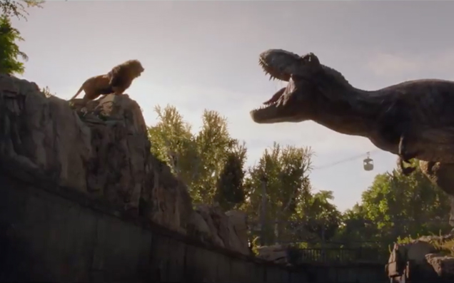 Watch A T-Rex & A Lion Face Off In The Latest Trailer For ‘Jurassic World 2’