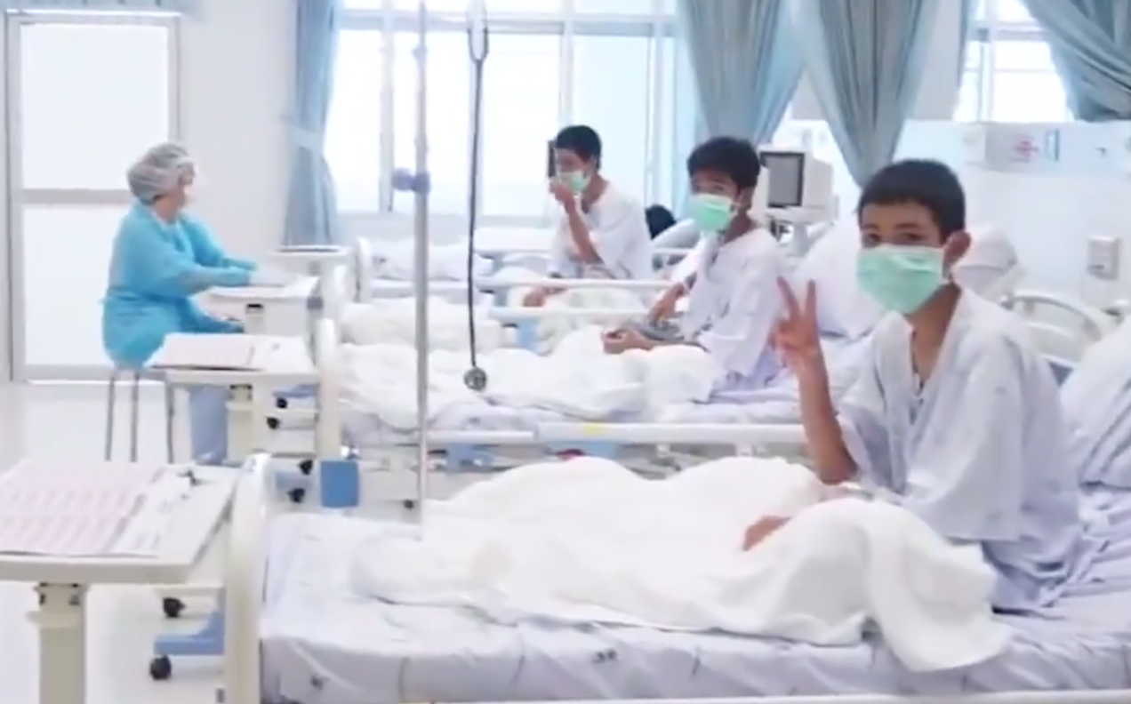 Those Thai Cave Rescue Kids Are Flashing Peace Signs In Hospital Like NBD