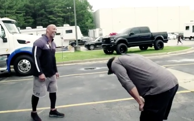 Watch The Rock Make His Stunt Double Cry By Giving Him A Huge Fuckin’ Ute