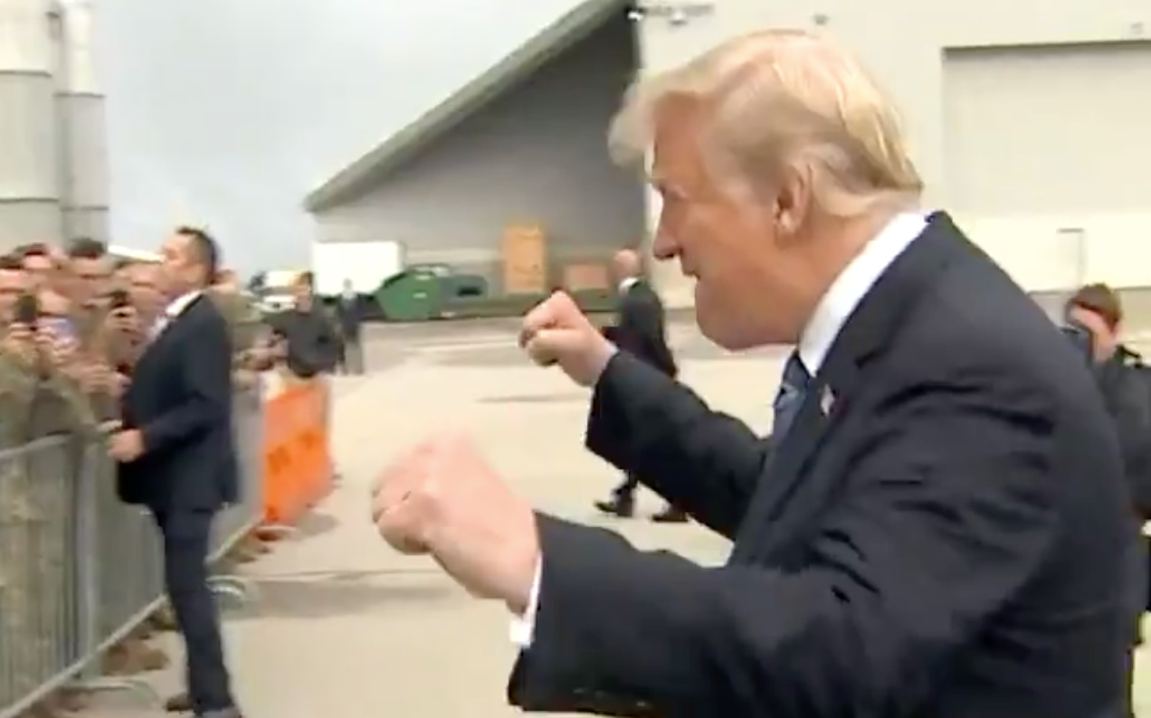 Here’s Donald Trump Fist-Pumping Like A Goon Before A 9/11 Memorial Service