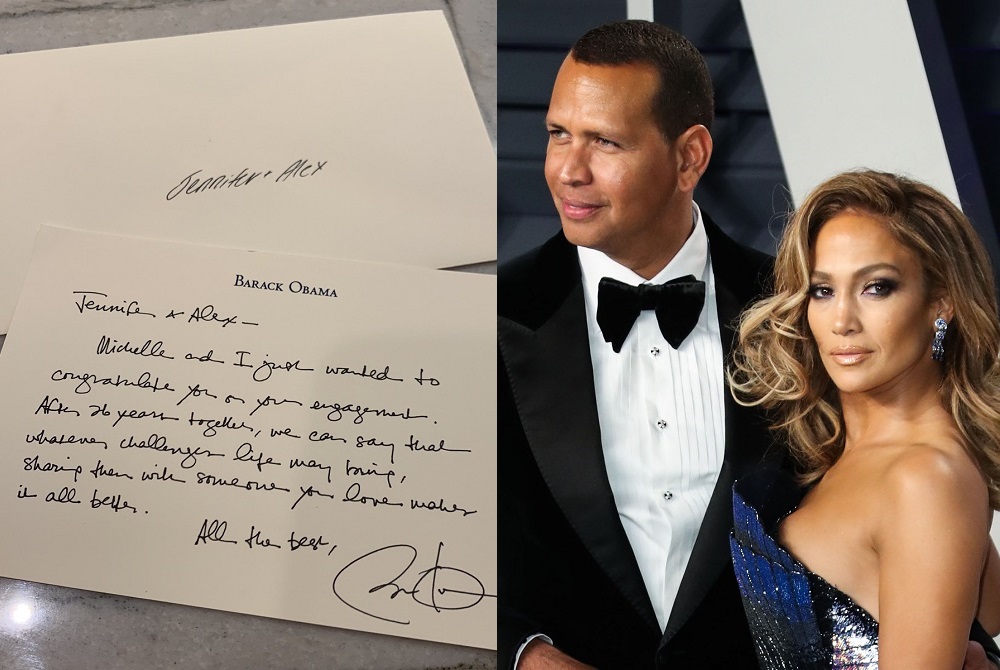 The Obamas Sent Jennifer Lopez And A-Rod A Beautiful Note Of Congratulation