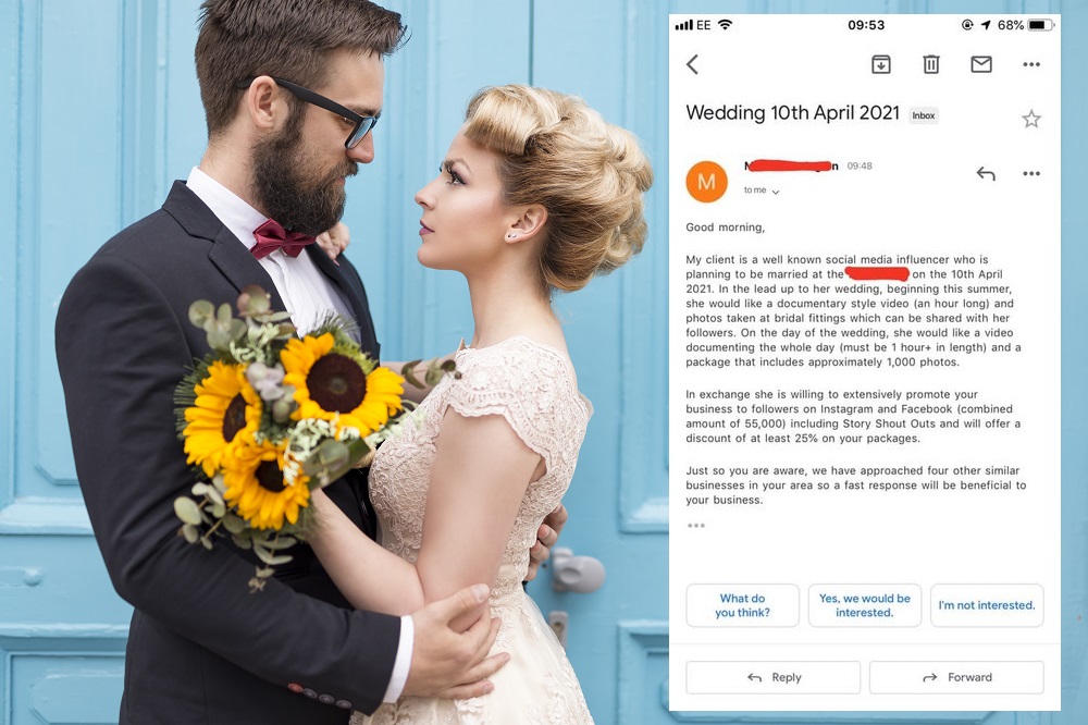 Influencer Bride Roasted For Trying To Pay Her Photographer In “Exposure”