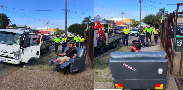 Two Men Caught Driving Lounge Chairs Around Newcastle, ’Coz What’s More Newy Than That?