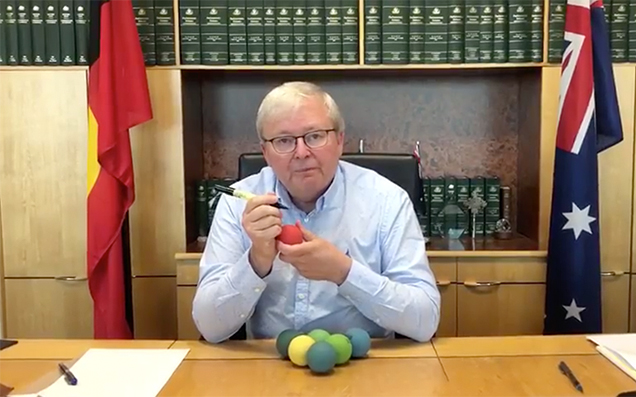 Kevin Rudd, Drunk On Dogshots, Posts Handball Video & Asks You To “Get Ready To Die”