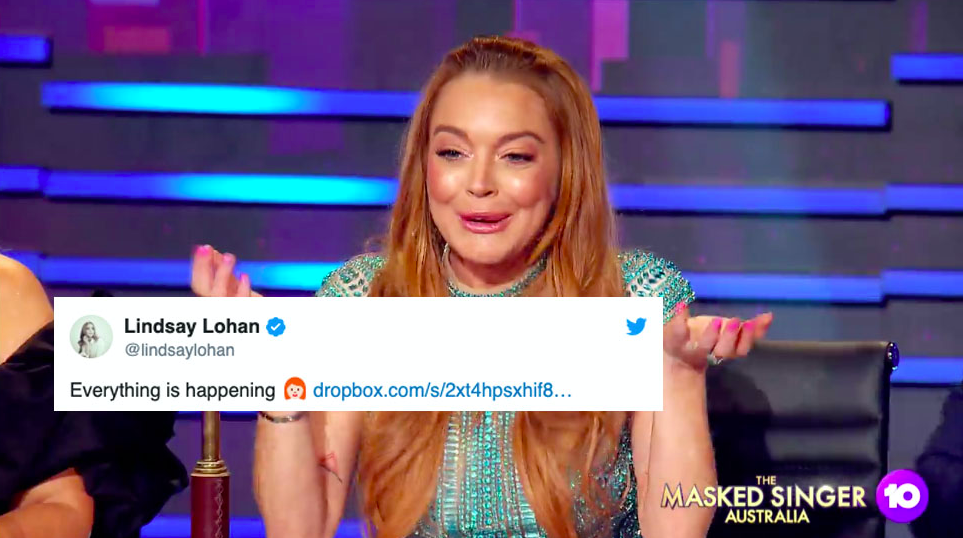 Lindsay Lohan Posted The Dropbox Link To A ‘Masked Singer’ Ad & Somewhere, 10 Is Clenching