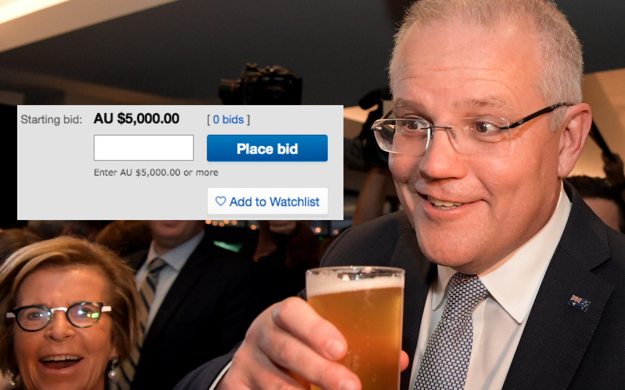 A Very Real eBay Auction Is Trying To Flog Off One Beer With Scott Morrison For $5,000