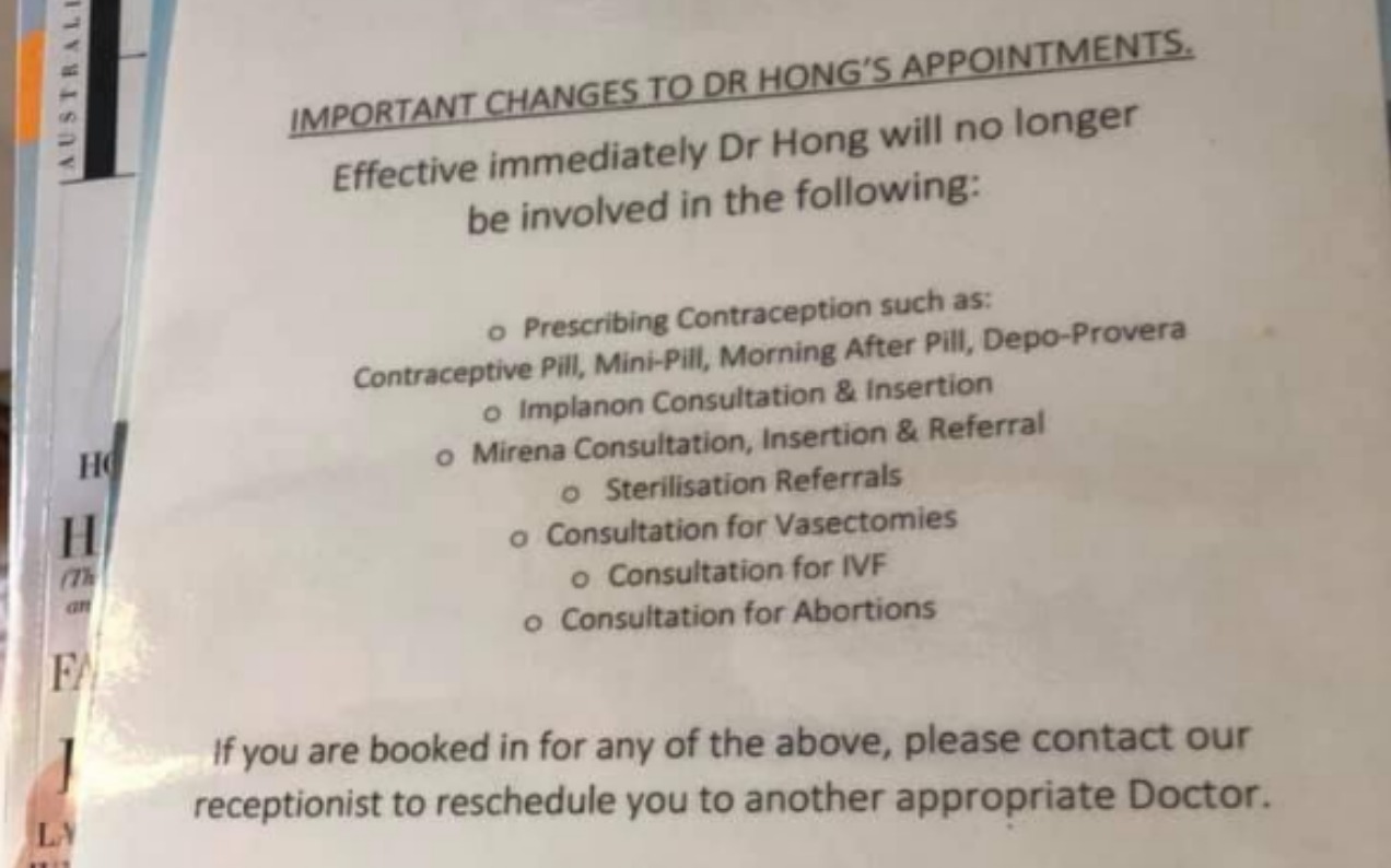 Oh Good: Here’s An Aussie Doctor Refusing To Provide Basic Reproductive Healthcare