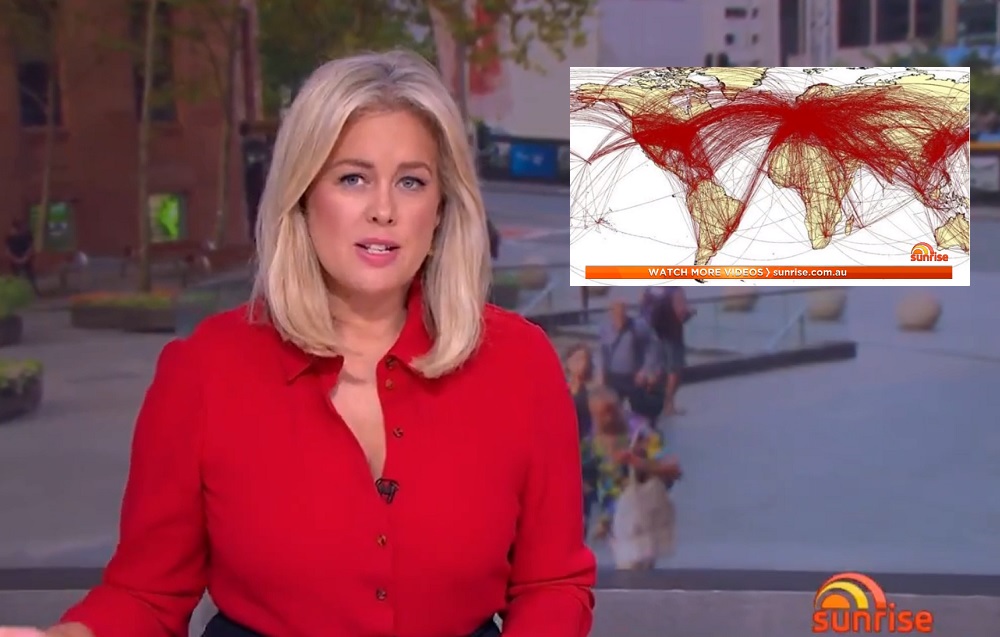 ‘Sunrise’ Aired A Map Of Decade-Old Air Traffic Patterns To Show Coronavirus Spread