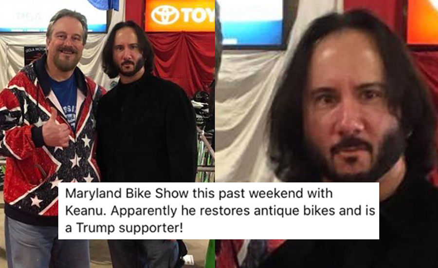 Trump Supporter Goes Viral After Posing With Man Who Is Clearly Not Keanu Reeves