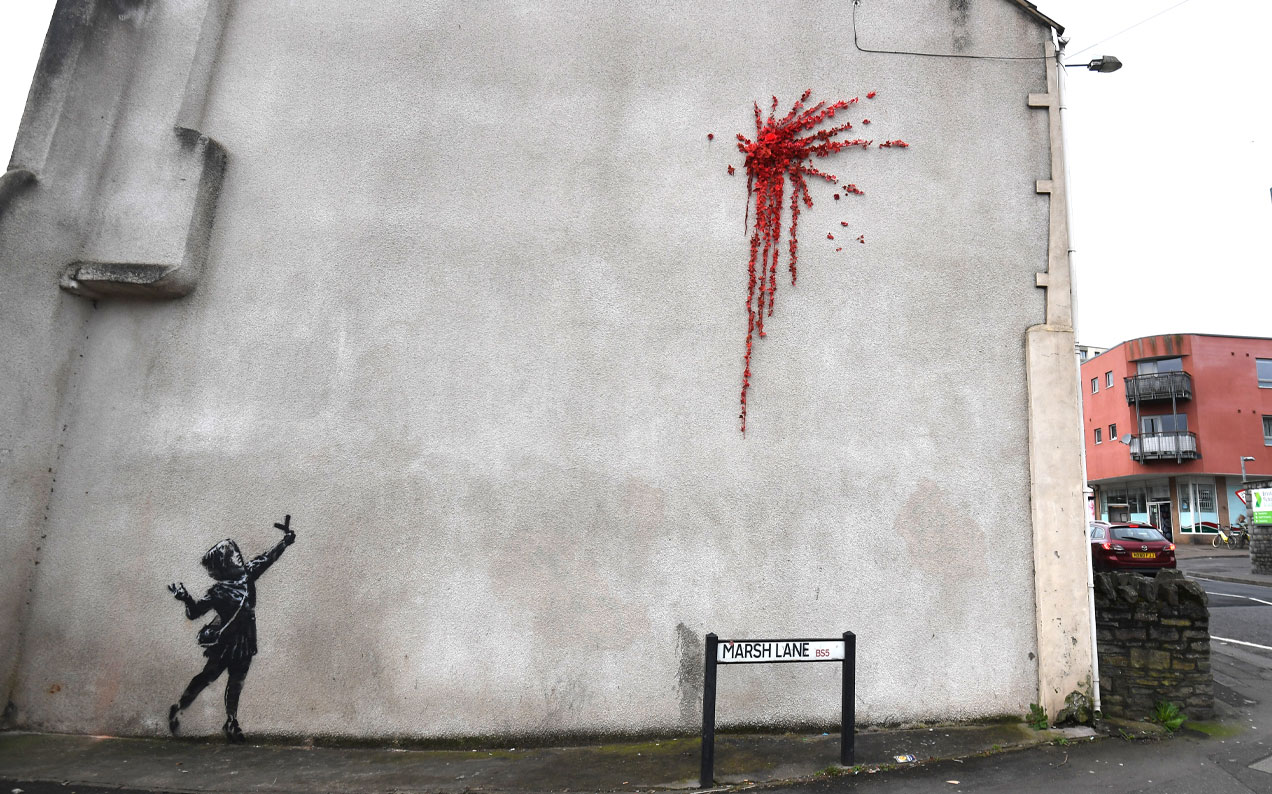 The Newest Banksy Artwork In England Lasted A Massive Two Days Before Being Tagged Over