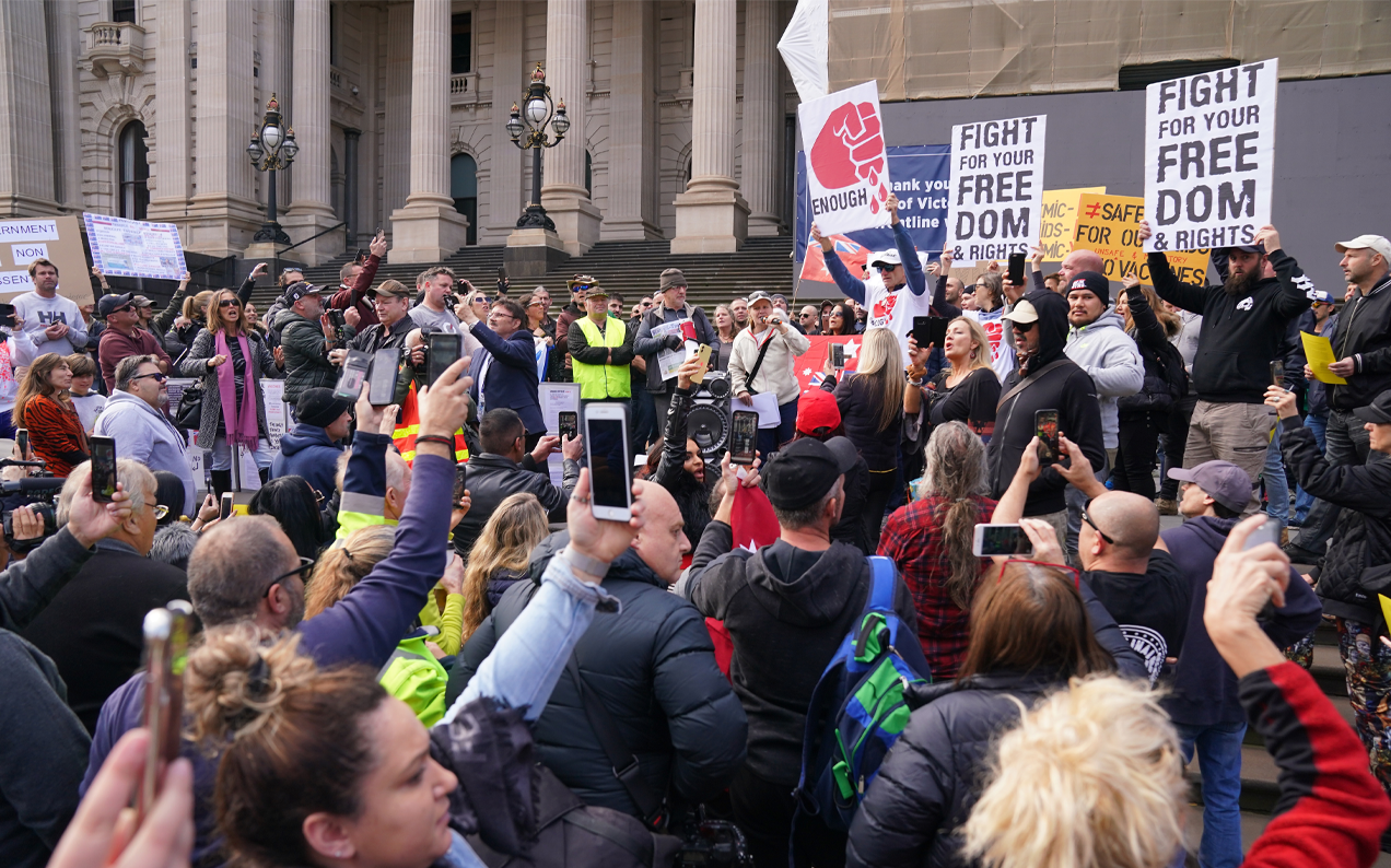 A Bunch Of Anti-Vax Conspiracy Theorist Fuckwits Had An Anti-Lockdown Protest In Melbourne