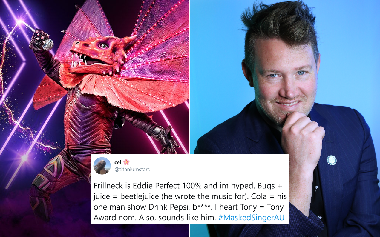 People Reckon That Beetle-Loving Frillneck On Masked Singer Is Actor & Singer Eddie Perfect