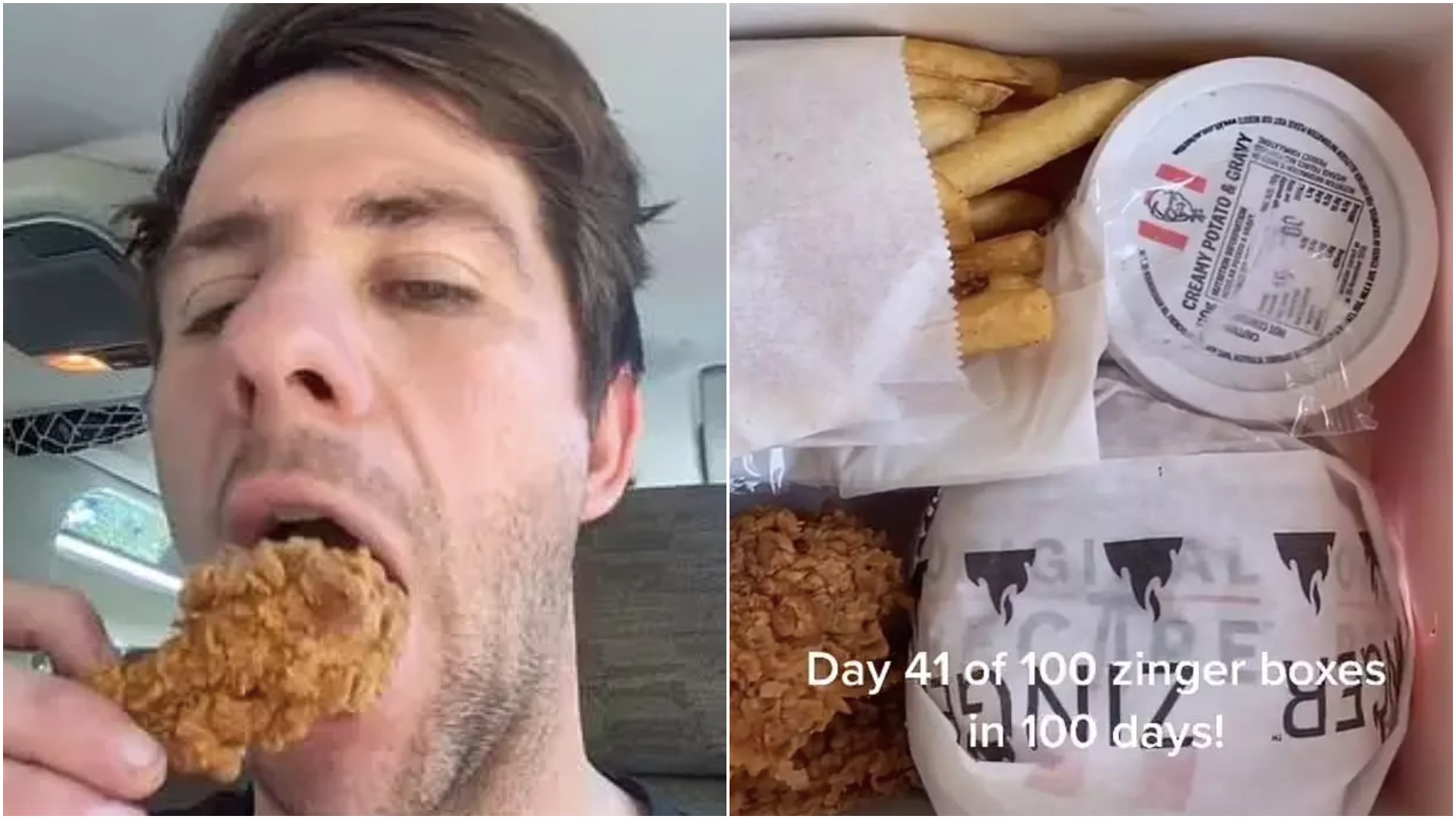 A Guy On TikTok Is Eating 100 Zinger Boxes In 100 Days & IDK If I Love Or Hate This For Him