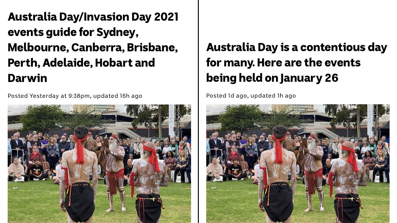 The ABC Pulled Its ‘Australia Day/Invasion Day’ Headline After The Govt Had A Massive Sook