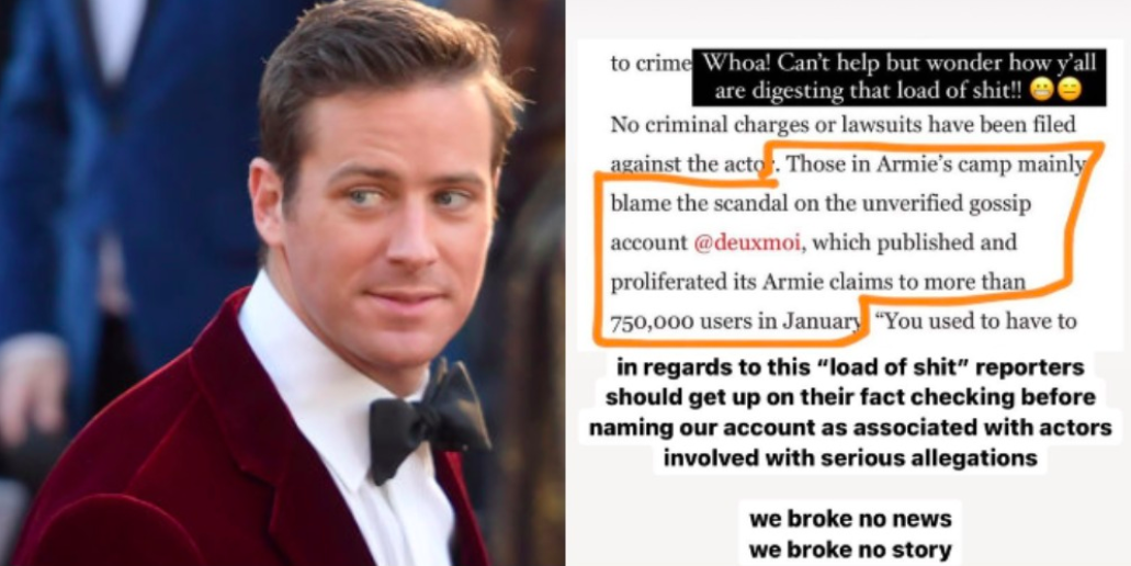 Deuxmoi Has Fired Back After Being Blamed For The Armie Hammer Scandal In Vanity Fair’s Exposé