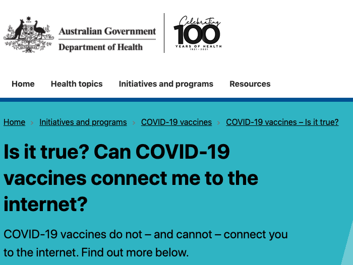 aus government vaccine internet 5G