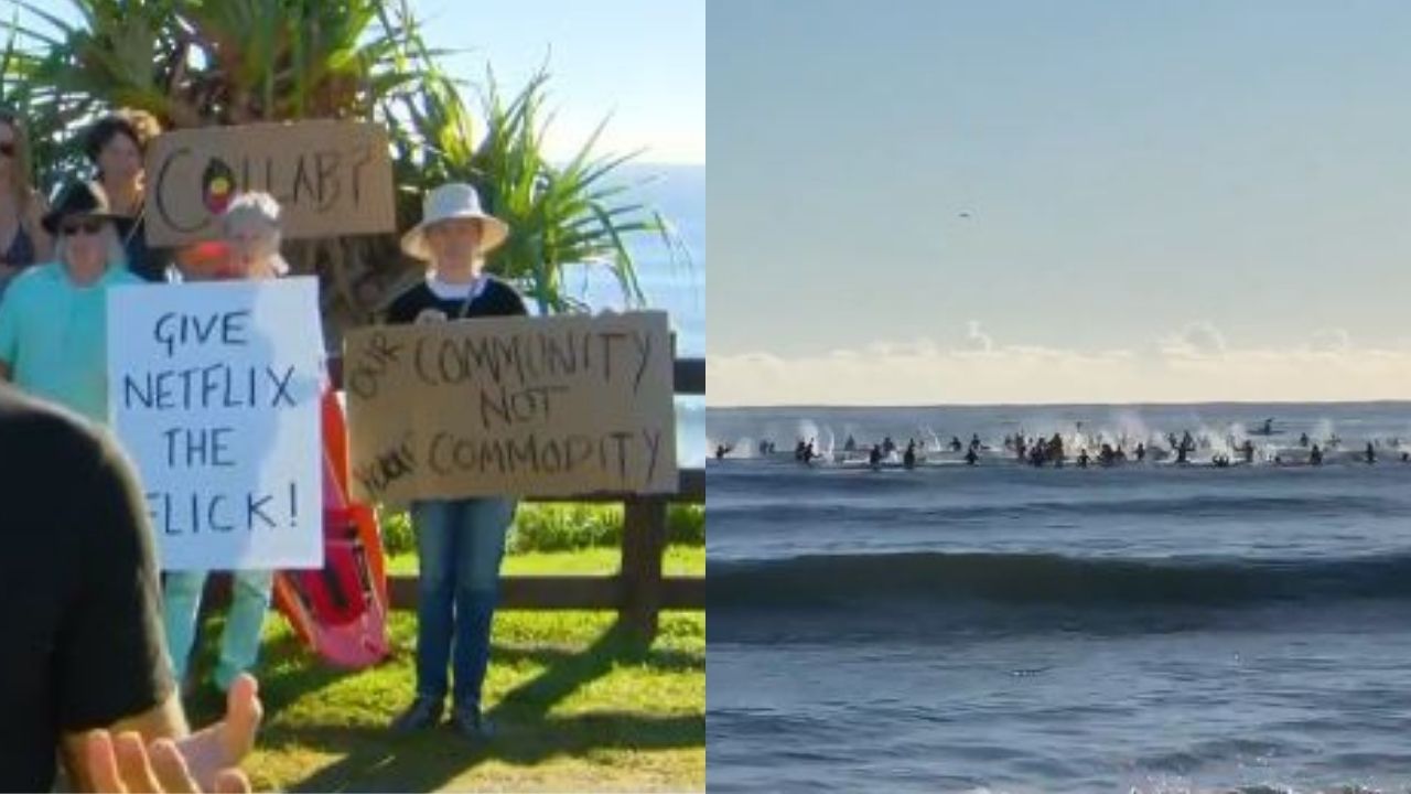 Byron Bay Residents Deadass Paddled Out On Their Boogie Boards To Protest Netflix’s Byron Baes