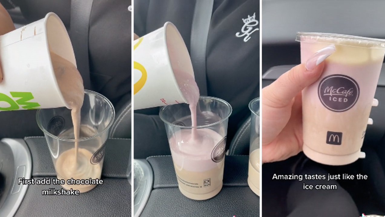 TikTokers Are Obsessed With This Macca’s Neapolitan Shake Hack Which Looks Like A Unicorn Turd