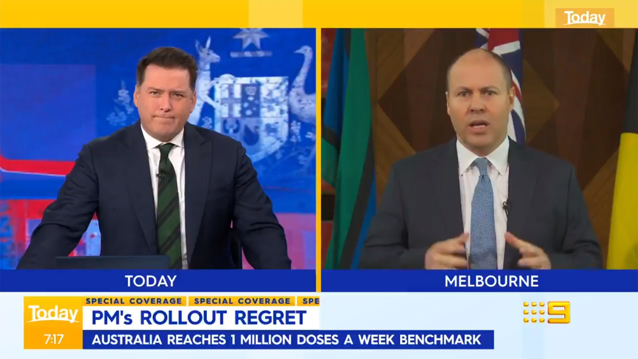 Karl Stefanovic Tried To Pester Josh Frydenberg Into Apologising For The Vaccine Rollout