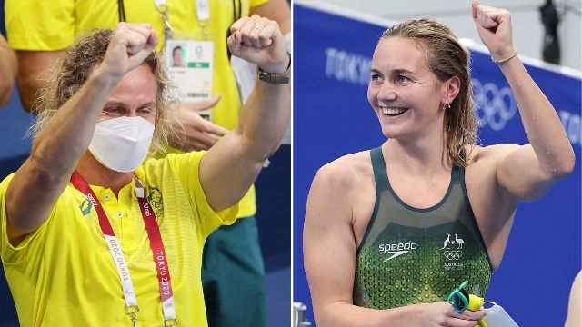 Ariarne Titmus Won Gold Over Ledecky & Her Coach Is Going Viral For His Off Tits Celebration