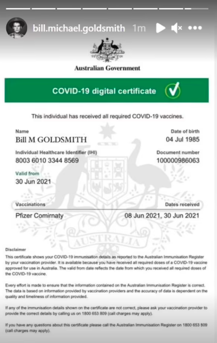 Bill Goldsmith posted a fake vaccine passport