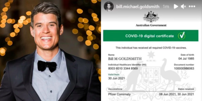 Bachie Flog / Anti-Vaxxer Bill Goldsmith Posted Then Swiftly Deleted A Fake Vax Passport On IG