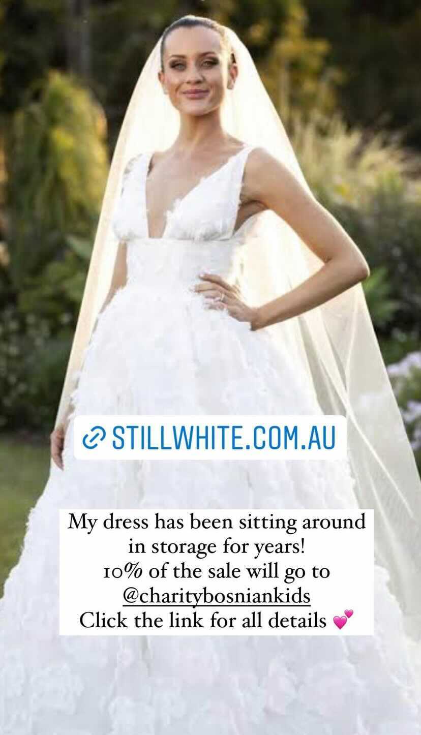 Ines Basic posts to Instagram Stories that she is selling her MAFS wedding dress.