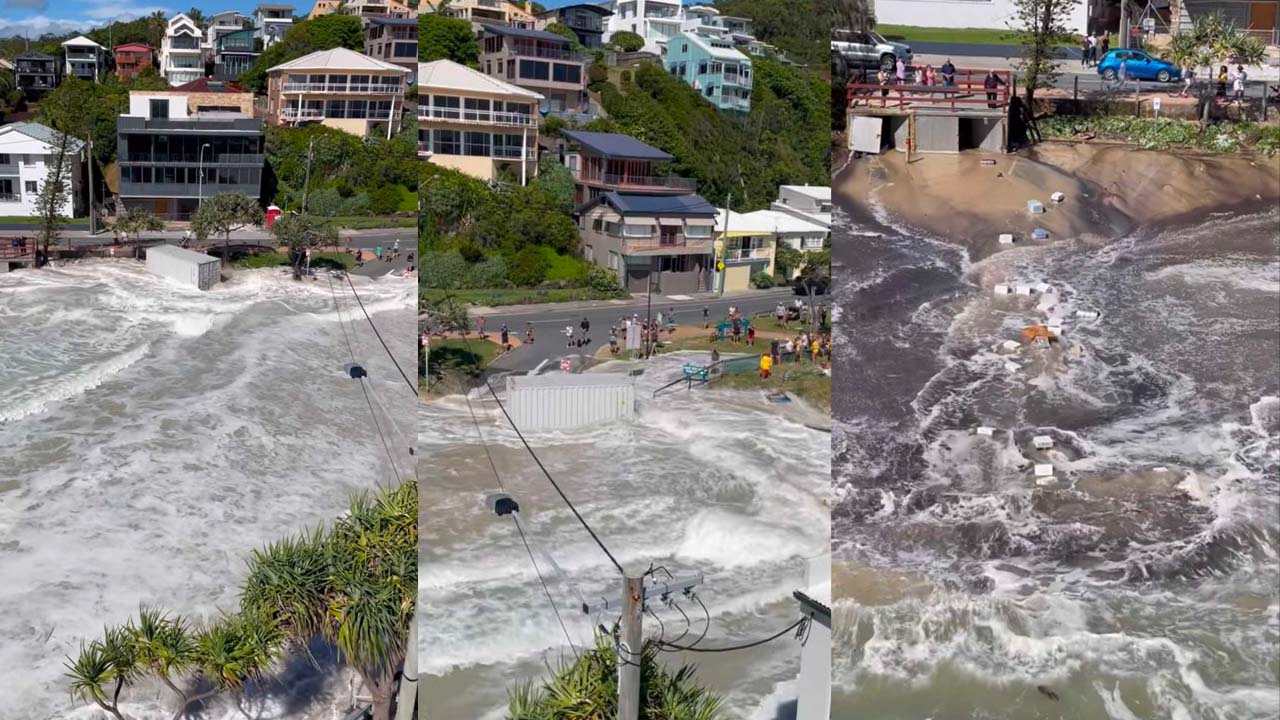 A Storm Surge From Old Mate Cyclone Seth Legit Dragged Boxes Of Beer Into The Sea In QLD Today
