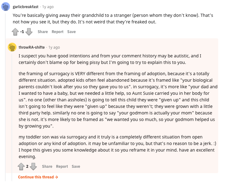 Grimes alleged reddit post about surrogacy.