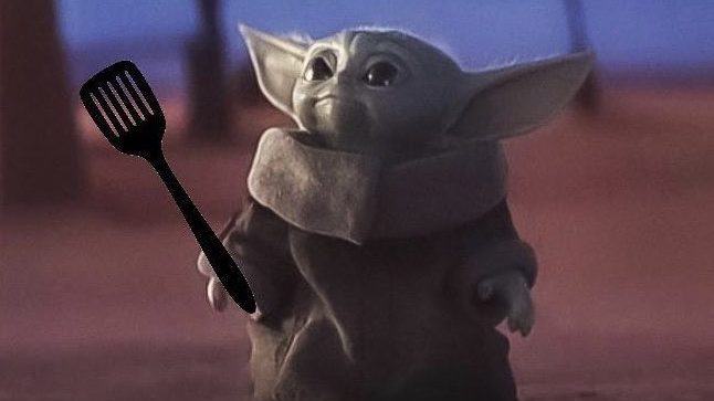 Baby Yoda with his spatchy-spatch
