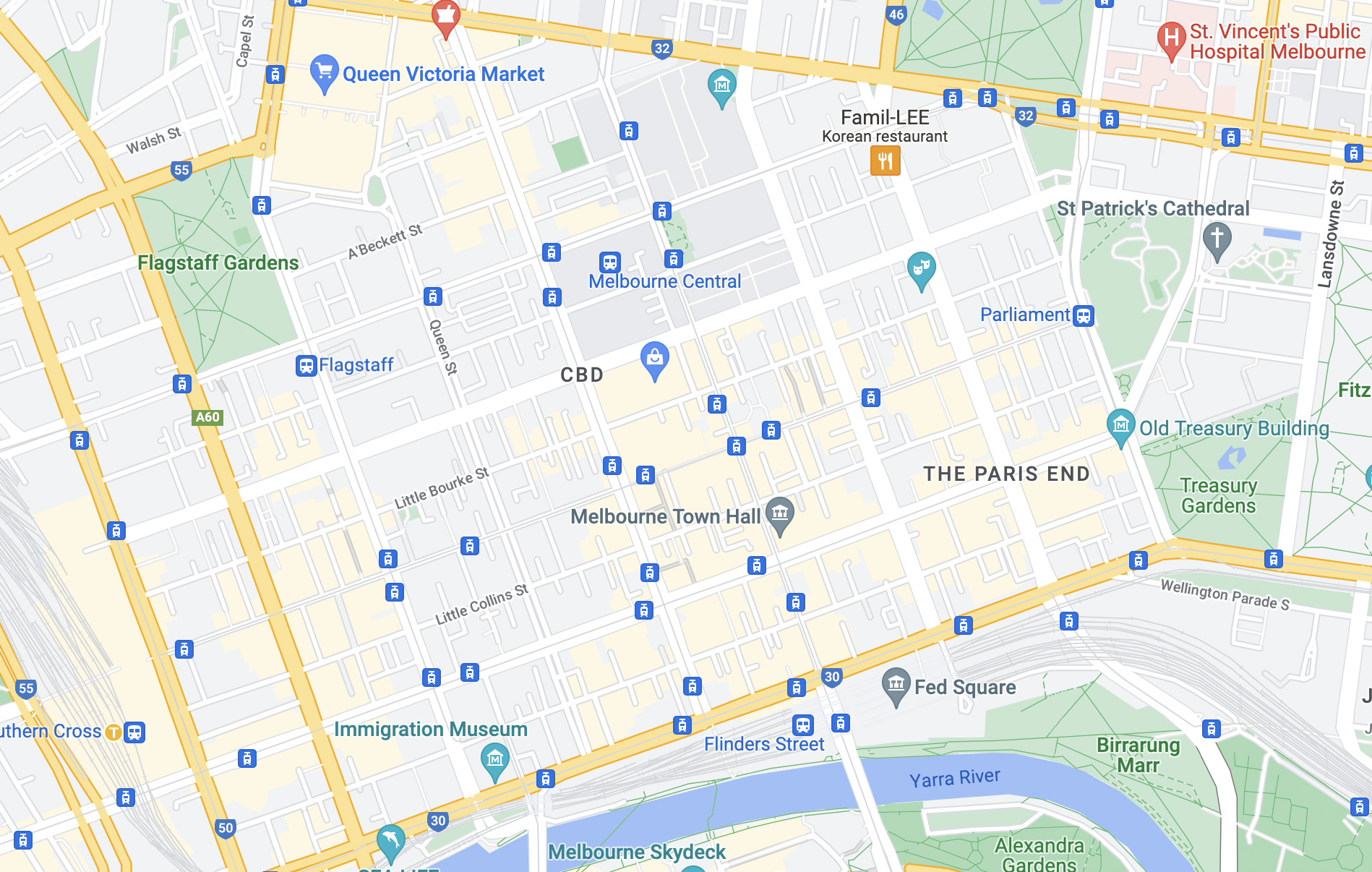 melbourne paris end google maps