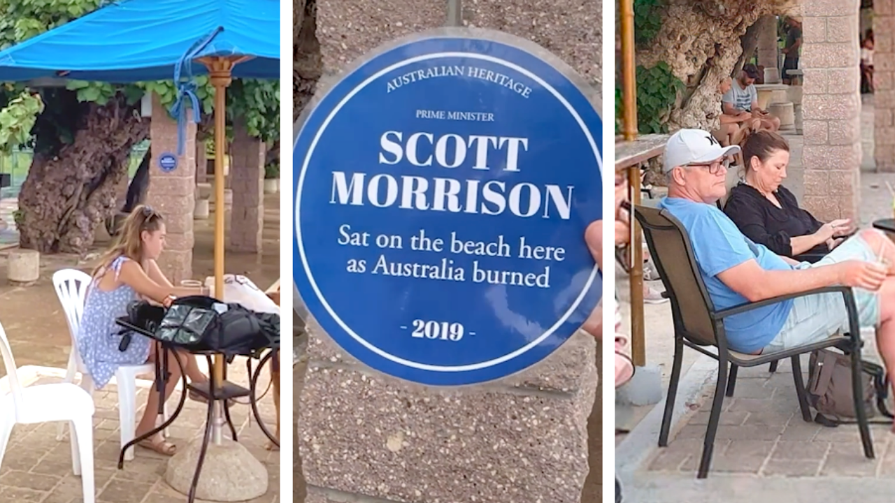 The Chaser Put Up A Plaque At The Spot In Hawaii The PM Sat His Ass While The Nation Burned